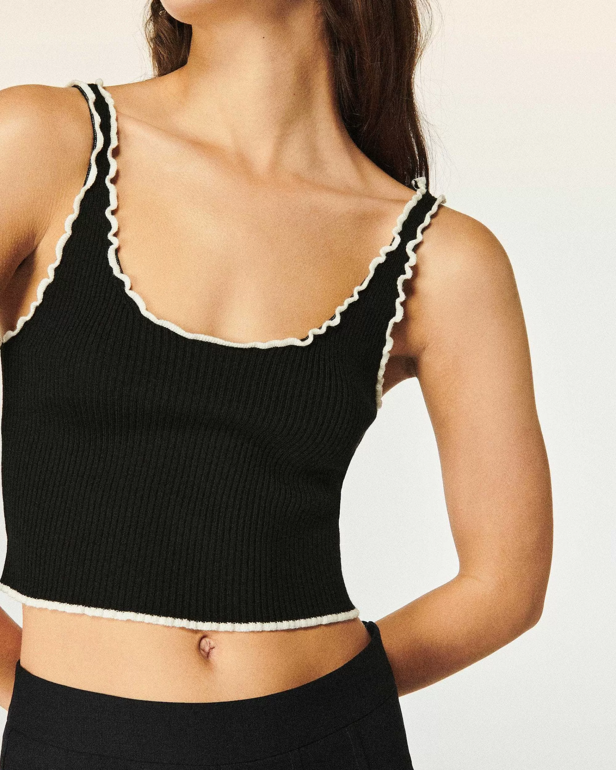 Online FROM FUTURE Top Brassiere Point Bourdon Bicolore Noir